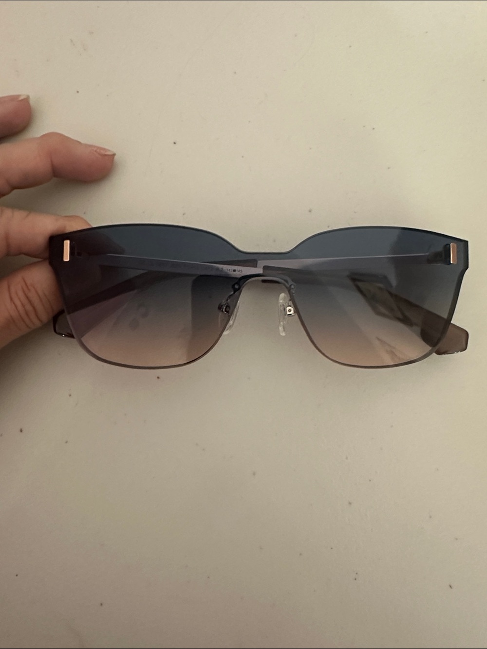 Chilli Beans Gradient Blue to Brown Rimless Women’s Sunglasses